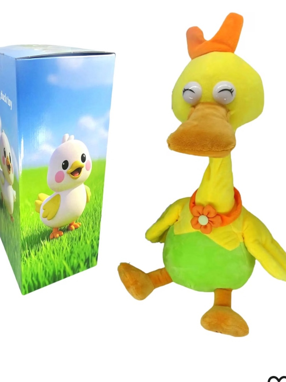 Talking Duck Plush Toy with Red Headdress, Interactive Repeating